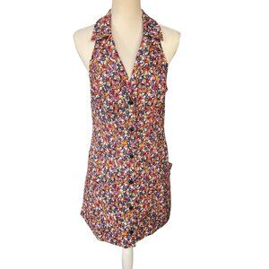 Maeve Floral Halter Collared Amelia Mini Dress Size Medium